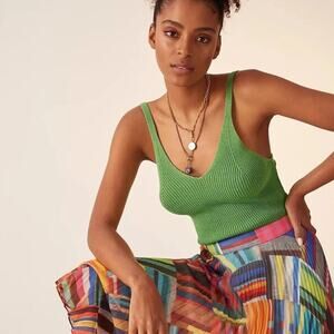 Anthropologie Maeve Everyday Maryanne Pullover Tank Top Kelly Green